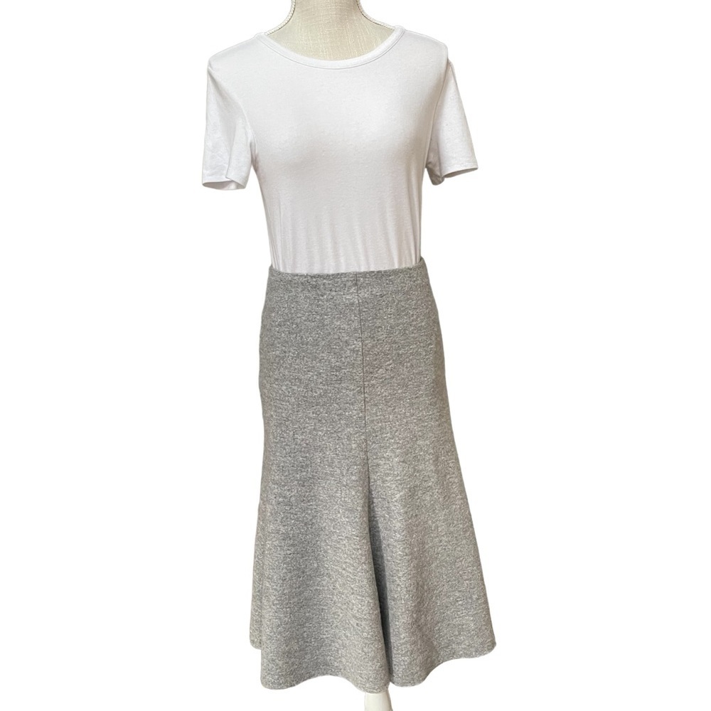 Nicholas Grey Felted Boiled Wool Flared‎ Midi High Waist Skirt Size: 4